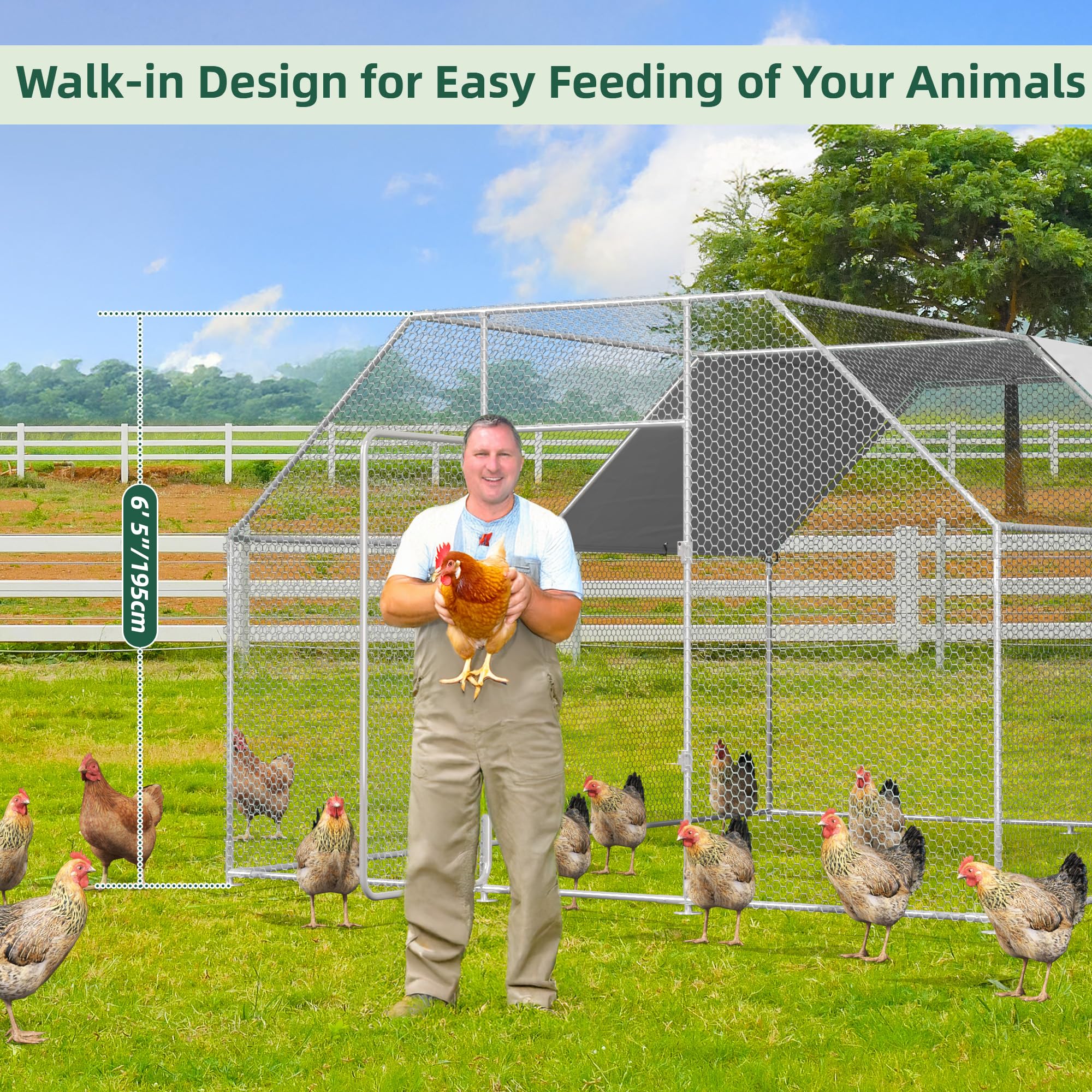 YODOLLA durable metal chicken coop